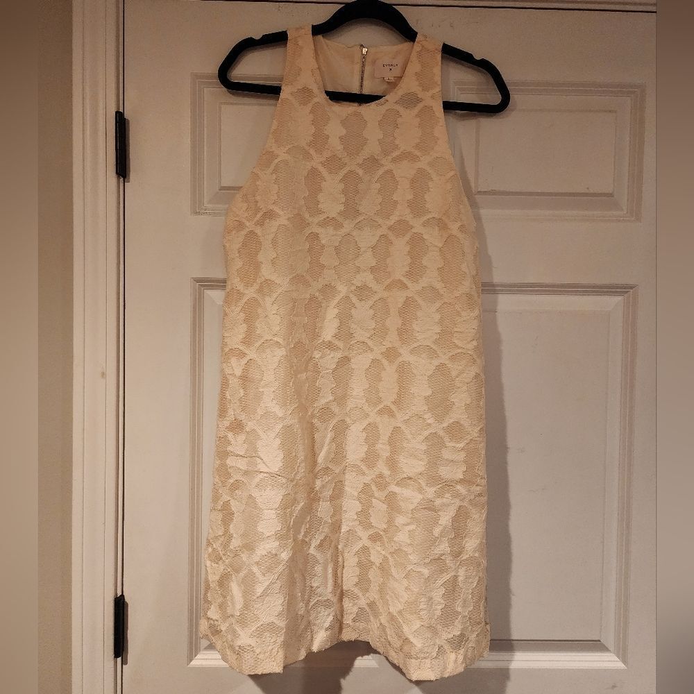 Everly Cream Colored Lace Overlay Sleeveless Dress L
